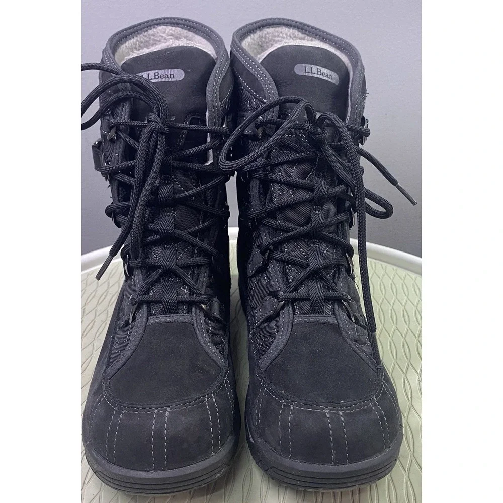 L.L. Bean Women‎ Insulated Winter Snow Ski Boots Black Waterproof Primaloft 6.5M